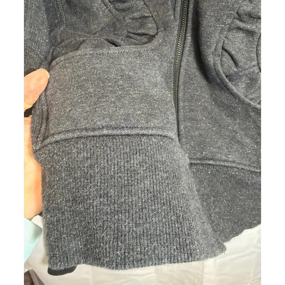 Lululemon Full Zip Scuba Fleece Yoga Athletic Jacket Funnel Neck Gray Sparkle XS - Picture 3 of 7